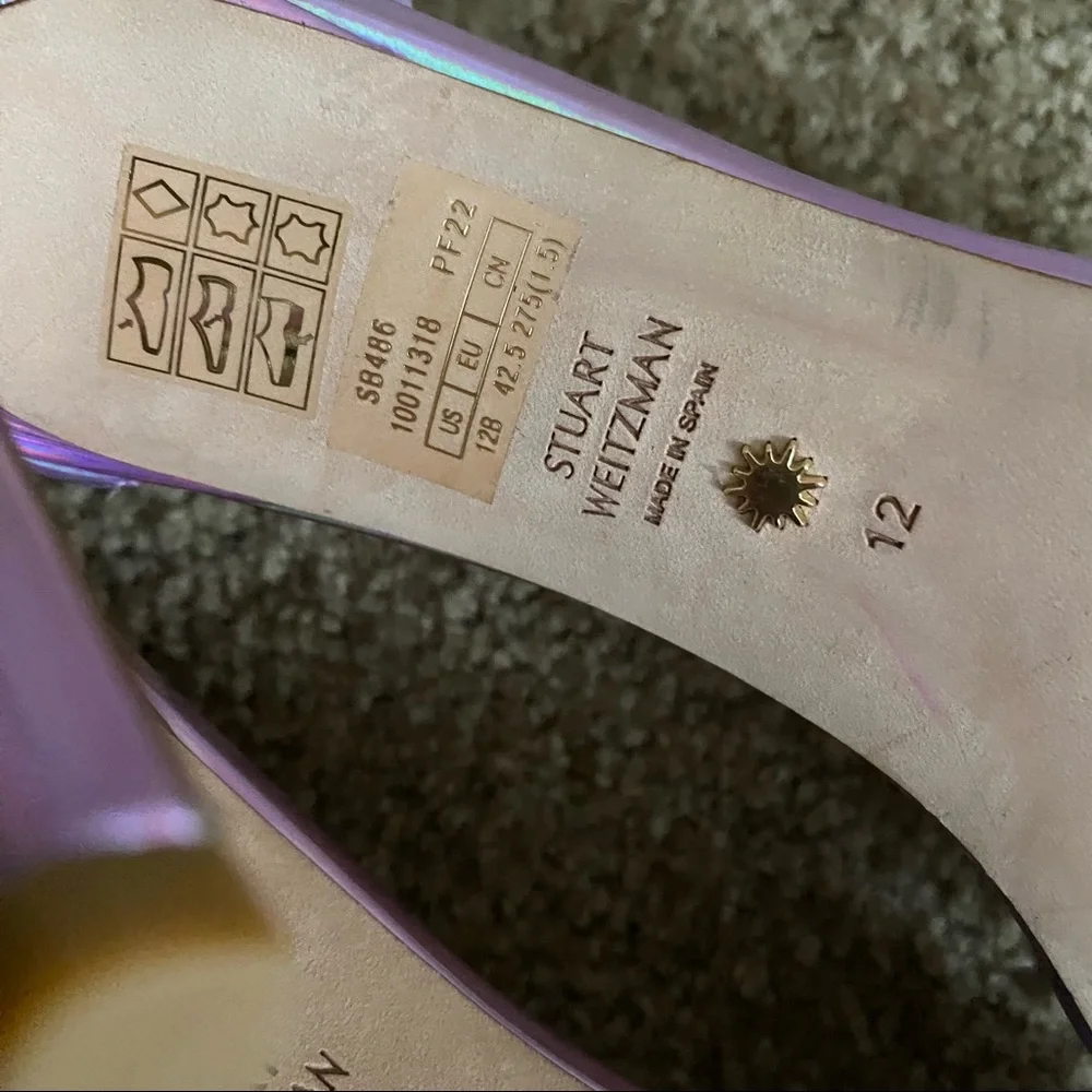 Stuart Weitzman Nudist Curve Iridescent Pink Heels Amatista US 12 - Picture 3 of 9